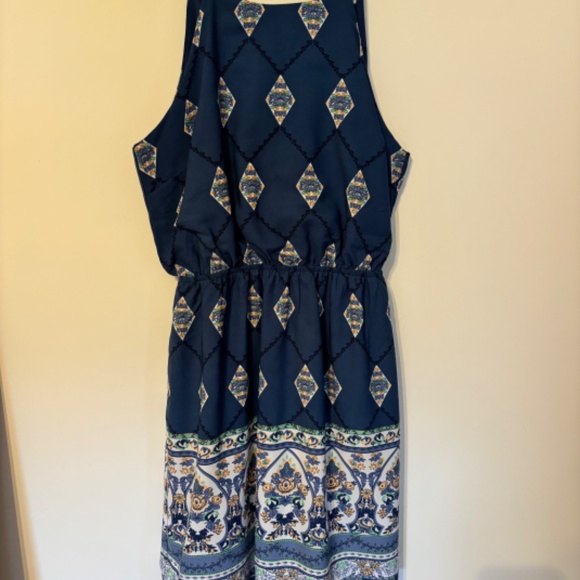 women's monteau Los Angeles garden dress blue size small - Picture 2 of 5